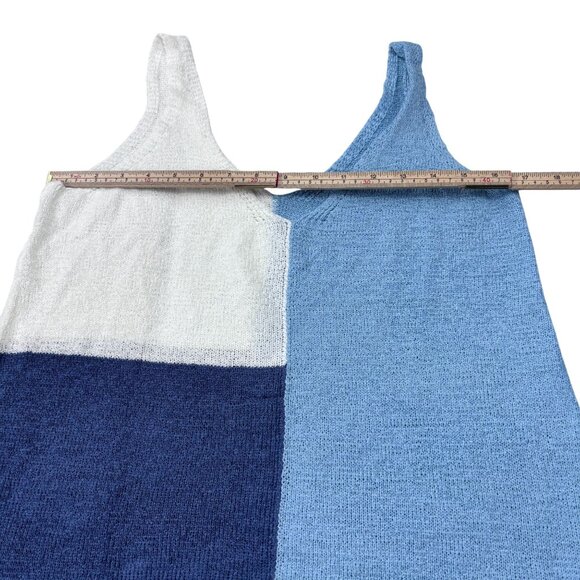 Colorblock Knit Tank Top In Blue & White Colorblock - M - Picture 9 of 10